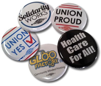5 custom union made buttons